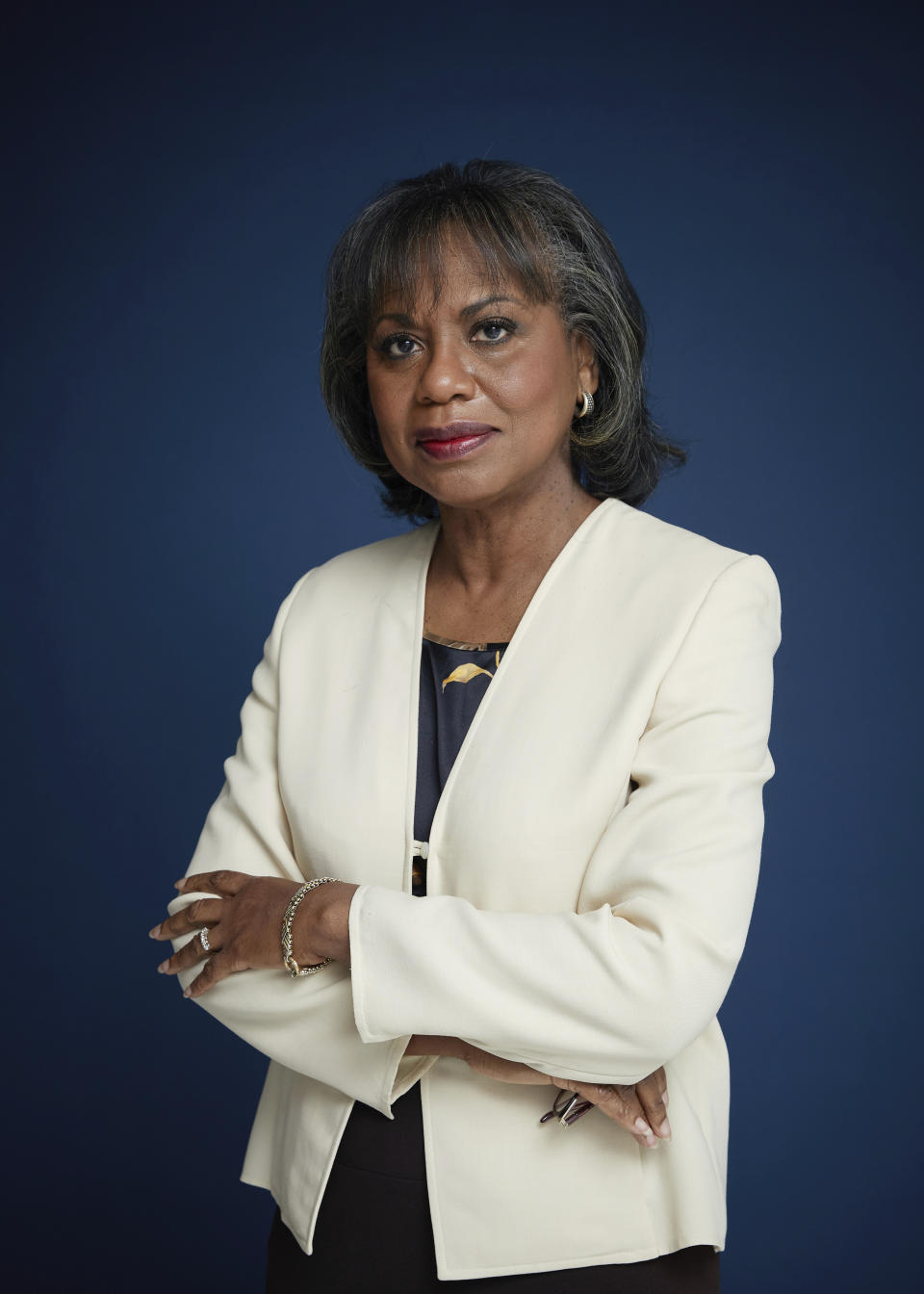 Anita Hill poses for a portrait in New York on Sept. 21, 2021 to promote her book, "Believing: Our Thirty-Year Journey to End Gender Violence," releasing on Sept. 28. (Photo by Taylor Jewell/Invision/AP)