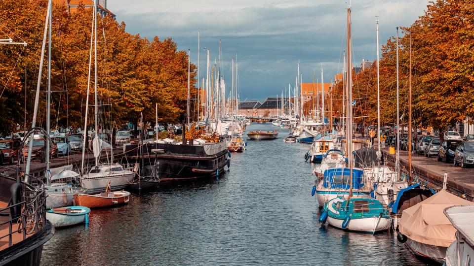 christianshavn canal in copenhagen, denmark