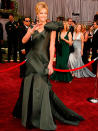 Usually a fashion a-lister, Charlize Theron wore this dress full of fabric to the Oscars in 2006.