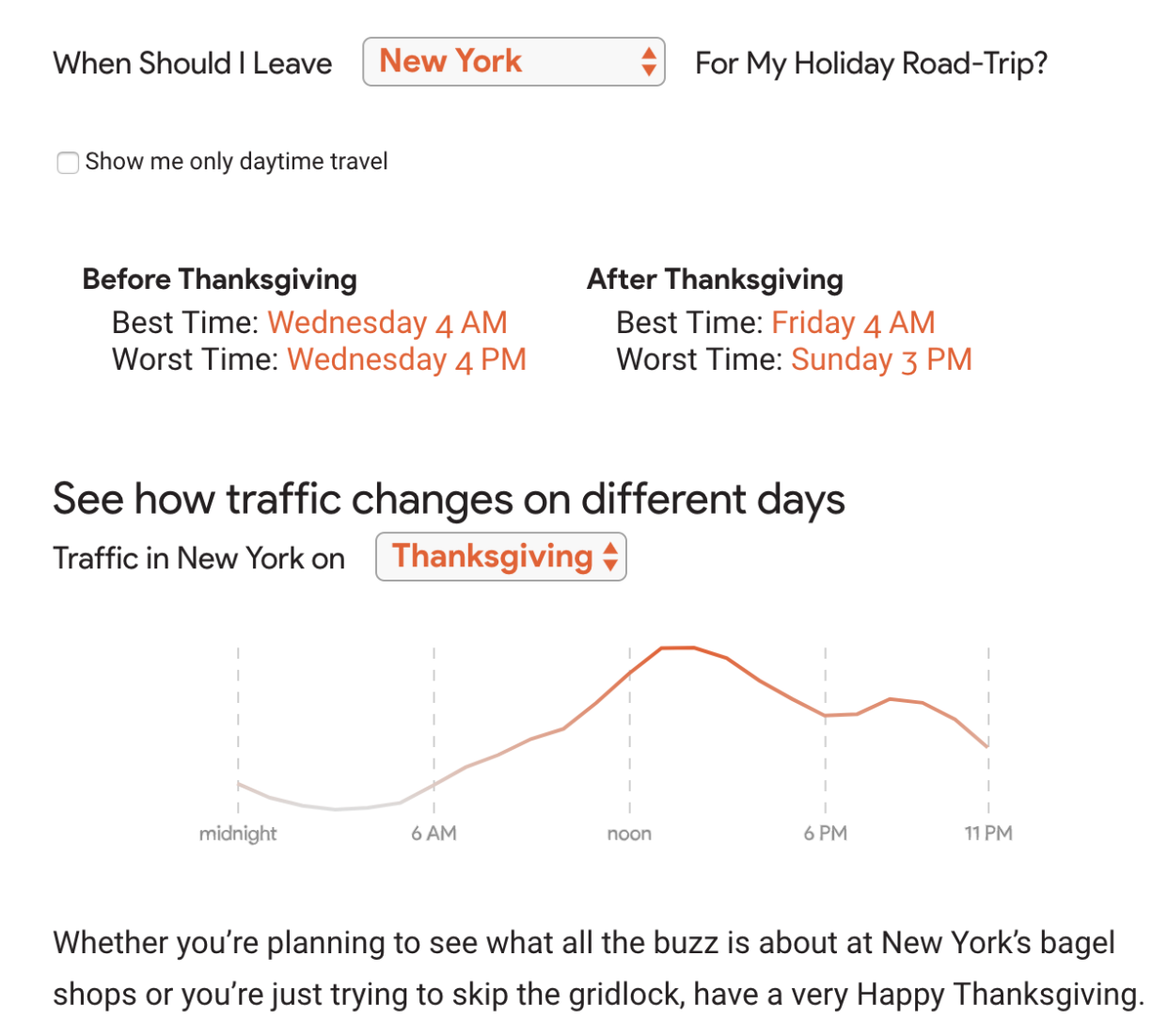 <span class="article-embeddable-caption">The “Mapping Thanksgiving” tool allows users to customize their search based on where they’re coming from and where they’re going.</span><cite class="article-embeddable-attribution">Source: Mapping Thanksgiving/Google Maps</cite>