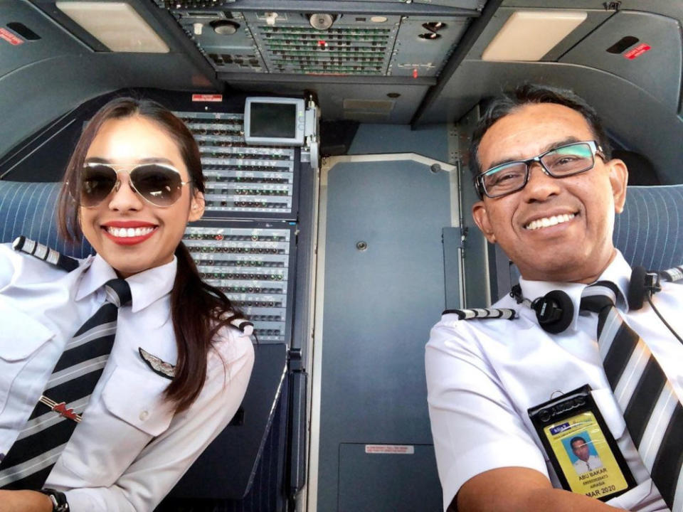 Amira and her dad were working together as pilots at AirAsia before the pandemic hit. — Picture courtesy of AirAsia