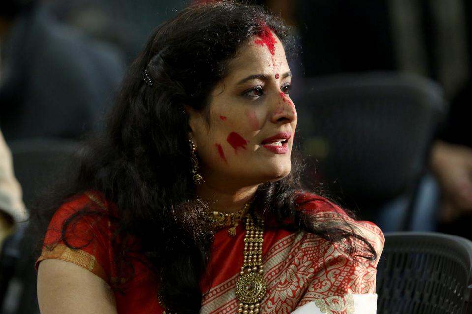 Vandana Tripathi, of River Edge, is shown during Durga Puja celebrations at Sharadotsav 2022, in Bergenfield. Sunday, October 2, 2022