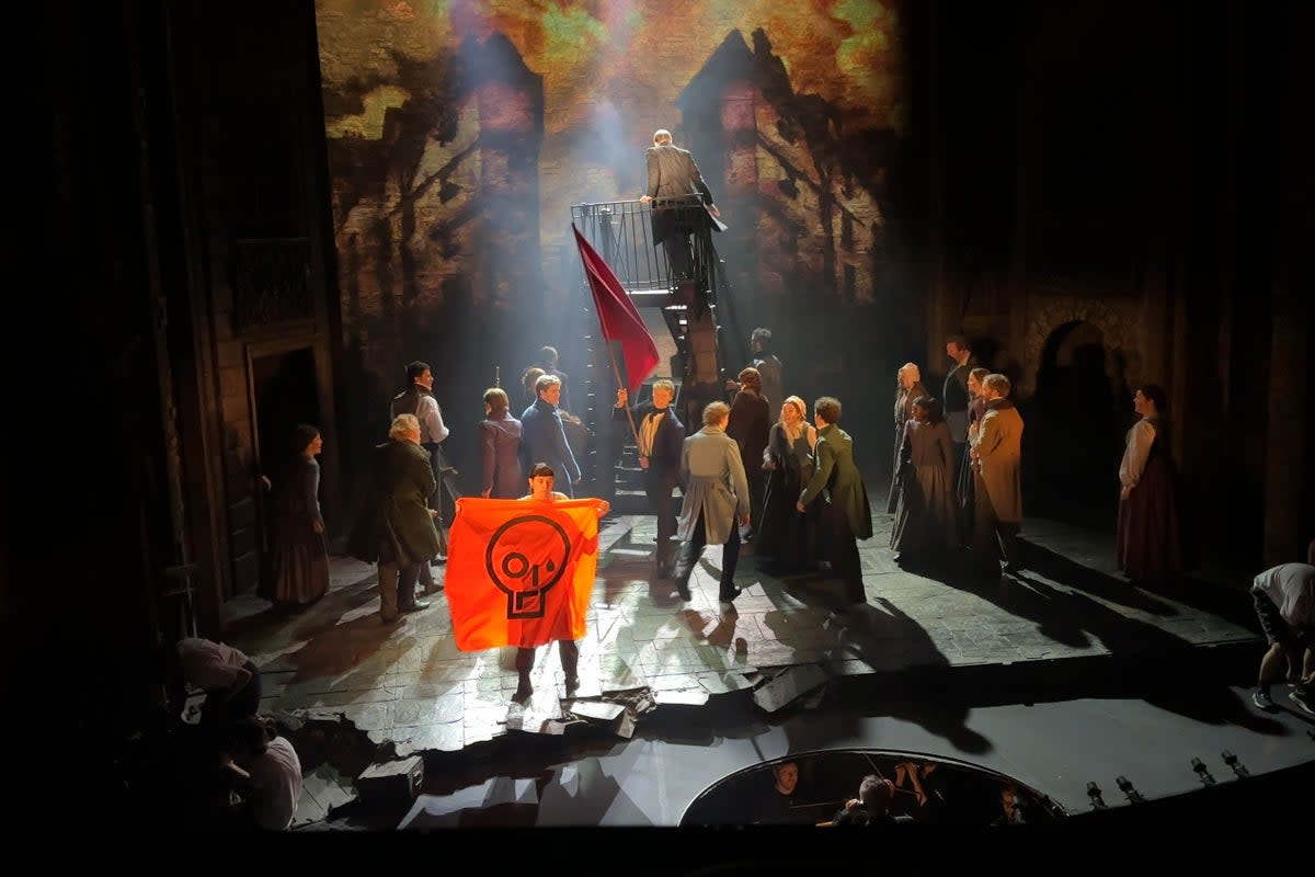 The protesters entered the stage during a performance of the show’s famous song One More Day (Just Stop Oil) (PA Media)