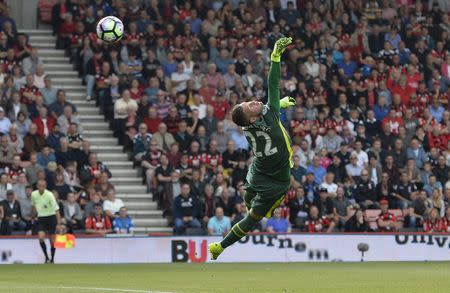 Britain Football Soccer - AFC Bournemouth v Everton - Premier League - Vitality Stadium - 24/9/16 Everton's Maarten Stekelenburg in action as Bournemouth's Junior Stanislas scores their first goal Reuters / Hannah McKay Livepic