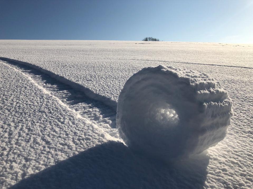 "Snow Rollers in Wiltshire" by Brian Bayliss, which was second runner up (Picture: PA)