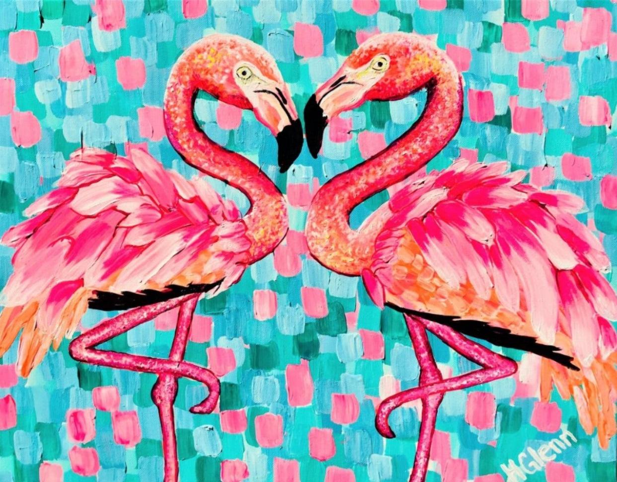 The painting "Flamingos" by artist Holly Glenn, of Liberty Hills, Texas, is the featured artwork at the 2024 Downtown Edmond Arts Festival.