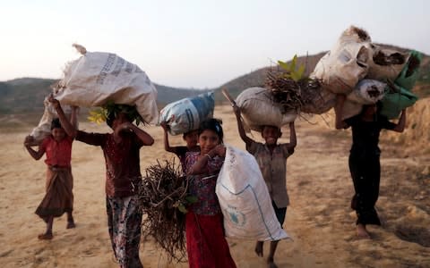 Rohingya refugee children at Palong Khali camp near Cox's Bazar in Bangladesh - Credit: Reuters