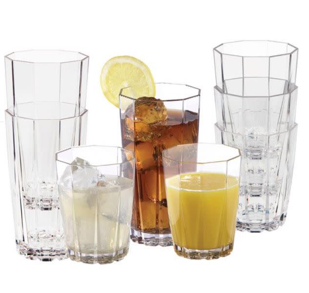 These tumbler glasses are shatterproof and stackable. Find them for $30 at <a href="https://fave.co/3mIhjp3" target="_blank" rel="noopener noreferrer">Walmart</a>.