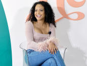 <p>Christina Milian speaks onstage during the BlogHer '22 Health event on May 20 in Los Angeles. </p>