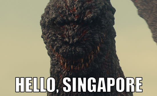 Godzilla says, "Hello, Singapore"