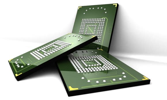 Three Micron NAND chips.