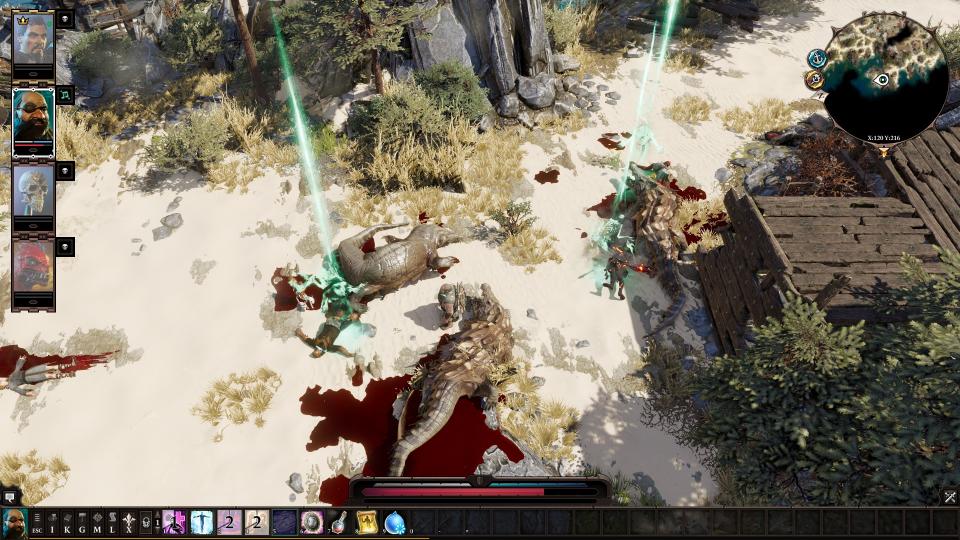 An image of my mostly dead party shortly in Divinity: Original Sin 2 after their fight with the game's teleporting crocodiles.