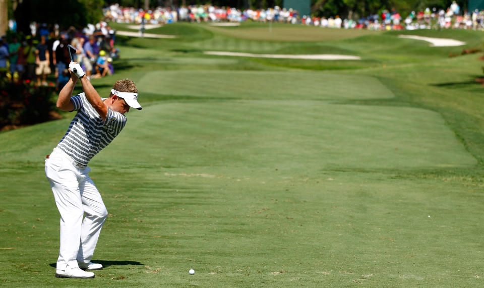 PONTE VEDRA BEACH, FL - MAY 10: Luke Donald of England hits a tee shot on the eighth hole during the first round of THE PLAYERS Championship held at THE PLAYERS Stadium course at TPC Sawgrass on May 10, 2012 in Ponte Vedra Beach, Florida. (Photo by Mike Ehrmann/Getty Images)