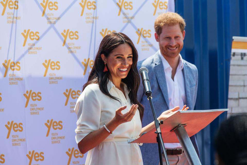 Harry and Meghan recently returned from a tour of Africa, pictured here at the Youth Employment Services Hub in Johannesburg (AFP/Getty Images)