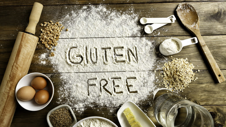 gluten free written in flour