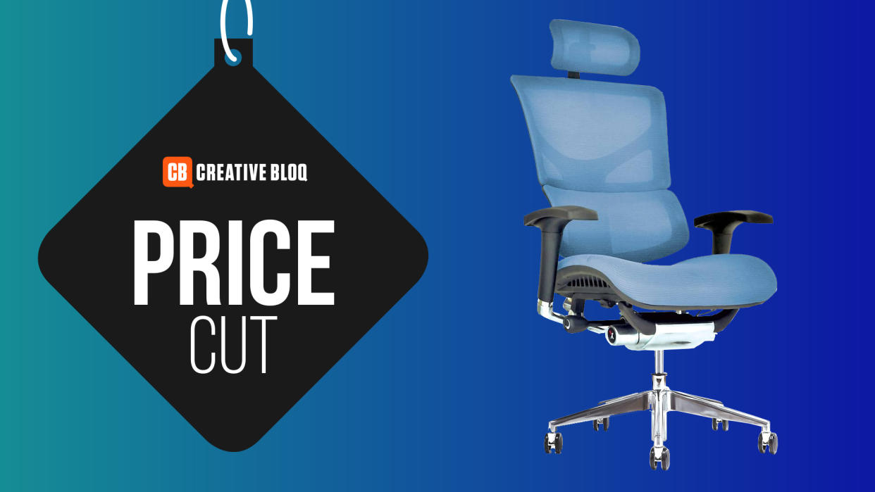  The blue X-chair office chair. . 