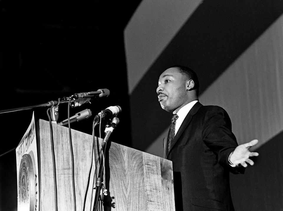 Dr. Martin Luther King Jr. said a "massive action program" will cost the nation to give blacks the same economic opportunity as the white man in his speech during Vanderbilt University's Impact symposium at Memorial Gym on April 7, 1967.