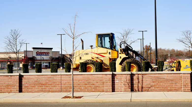 Construction truck out front of Costco 