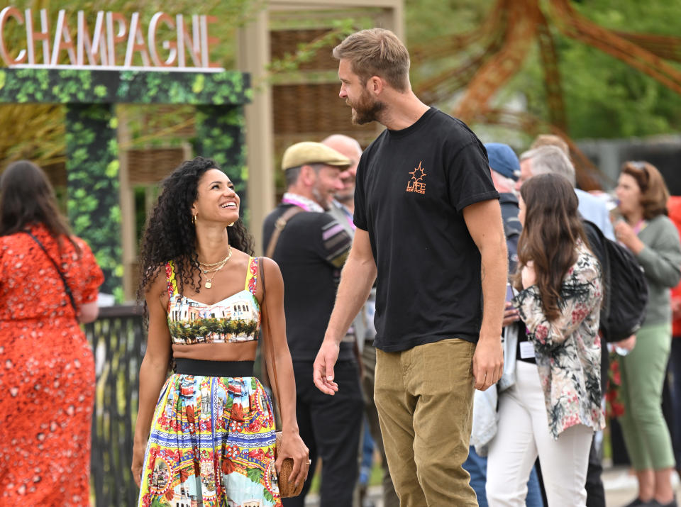 Are Vick Hope and Calvin Harris celebrating a whirlwind engagement? (Getty Images)