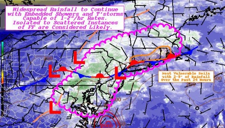 This image from the National Weather Service shows more heavy rain heading toward Southern New England.