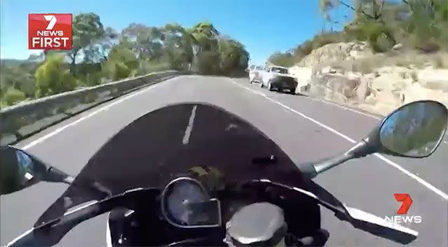 NSW Police are shocked at the rider's stupidity, saying he reached speeds from zero to 153 in just seconds. Source: 7 News