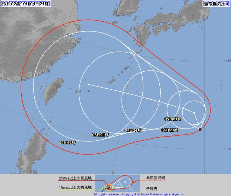 日本氣象廳表示熱帶性低氣壓將會持續往台灣前進。（圖／翻攝自日本氣象廳）