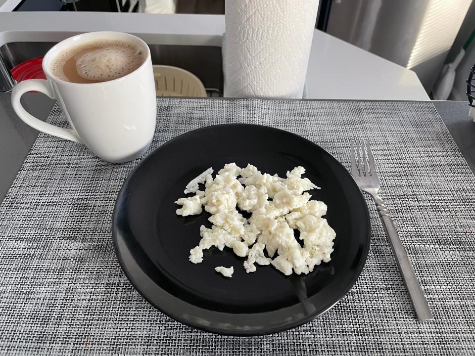 Egg whites and coffee.