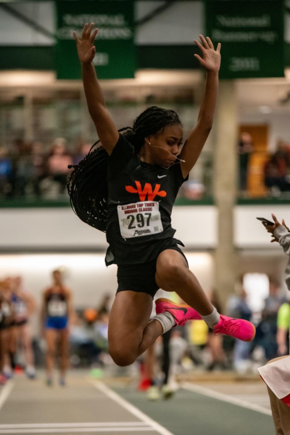Winnebago's Justice Muhammad earned a top-10 finish in the long jump at the Illinois Top Times Indoor State Meet in Bloomington on Friday, March 22, 2024.