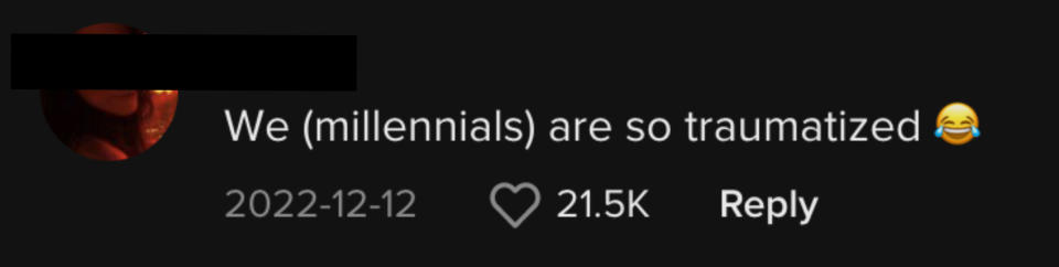 "we millennials are so traumatized"