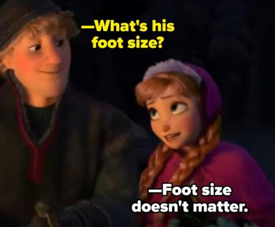 Anna from Frozen says foot size doesn't matter