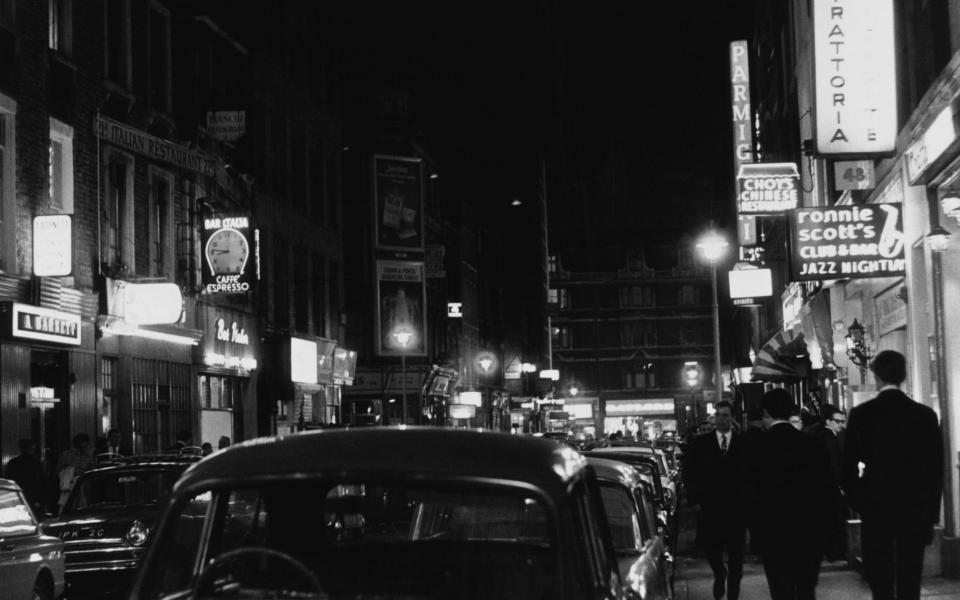 Ronnie Scott's Jazz Club, seen from Frith Street in 1966 - hulton getty