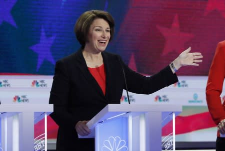 Senator Amy Klobuchar speaks at the first U.S. 2020 presidential election Democratic candidates debate in Miami, Florida, U.S.,