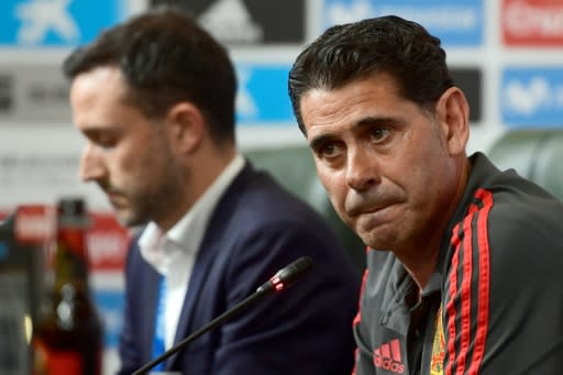 Fernando Hierro (right) will lead Spain at the World Cup