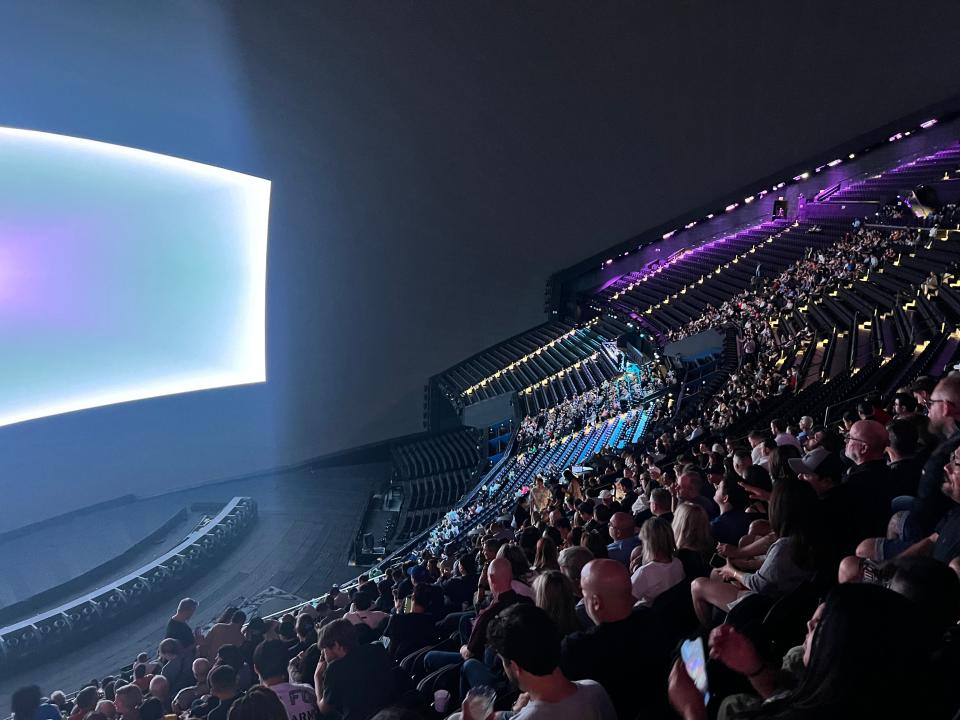 View of the Sphere's inner dome from my seat.