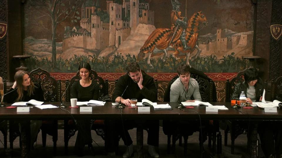 Cast members from The Witcher season 4 at a table read