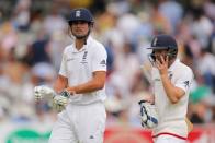 Cricket - England v Australia - Investec Ashes Test Series Second Test - Lord’s - 19/7/15 England's Alastair Cook and Adam Lyth walk off at the lunch break during the 2nd innings Action Images via Reuters / Andrew Couldridge Livepic