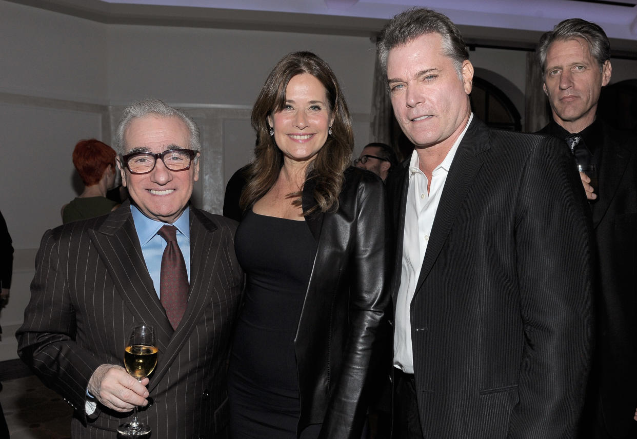 (L-R) Director Martin Scorsese, actress Lorraine Bracco and actor Ray Liotta attend the Vanity Fair and Richard Mille celebration of Martin Scorsese in support of The Film Foundation at Hotel Bel-Air on February 24, 2012 in Los Angeles, California.  (Photo by Charley Gallay/Getty Images for VF)