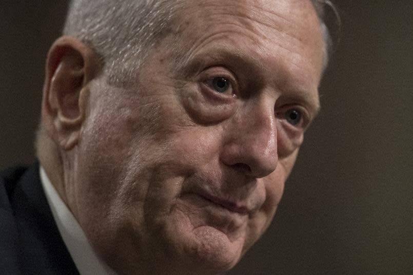 Defense Secretary-designate James Mattis testifies on Capitol Hill in Washington, Thursday, Jan. 12, 2017, at his confirmation hearing before the Senate Armed Services Committee. (AP Photo/J. Scott Applewhite)