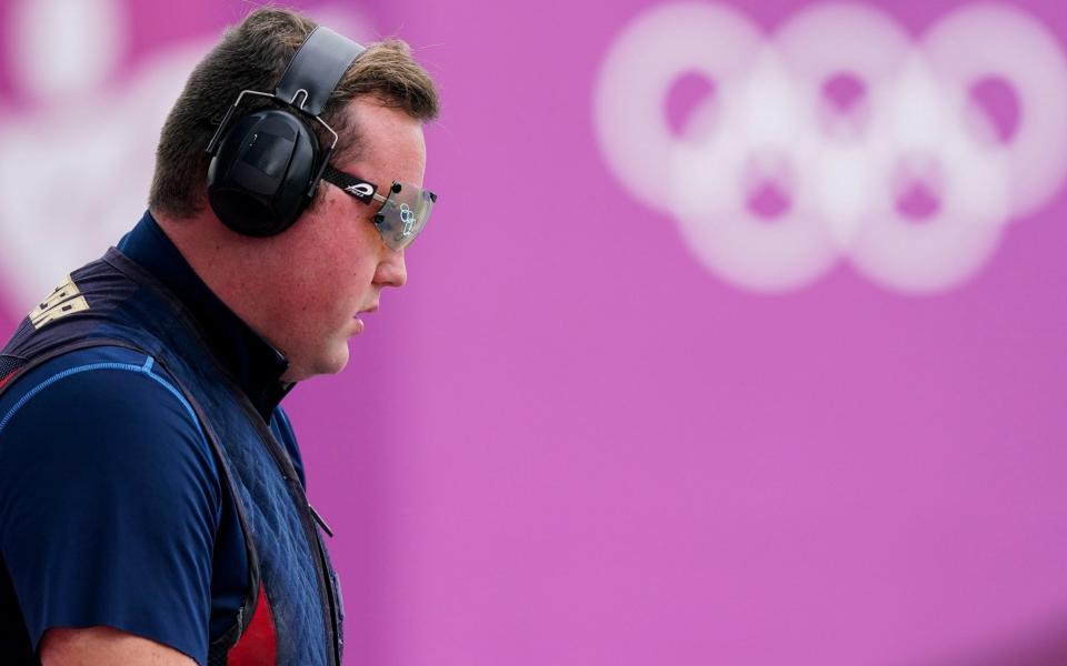 Matthew John Coward Holley, of Britain, competes in the men's trap at the Asaka Shooting Range in the 2020 Summer Olympics, Thursday, July 29, 2021, in Tokyo, Japan - AP/Alex Brandon 