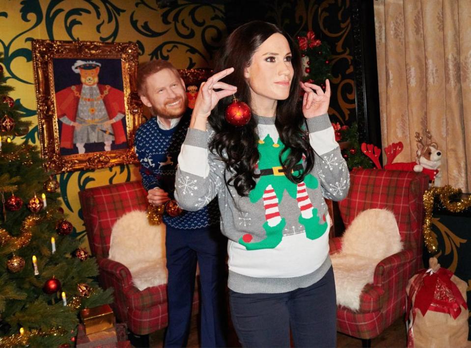 Meghan Markle and Prince Harry in Ugly Christmas Sweaters