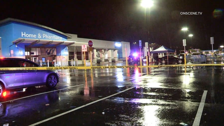 Police arrived at the Walmart parking lot in Highland where Jonathan Mauk was shot to death on Feb. 5, 2024. (OnScene.TV)