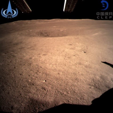 The first image of the moon's far side taken by China's Chang'e-4 probe - Credit: Barcroft images