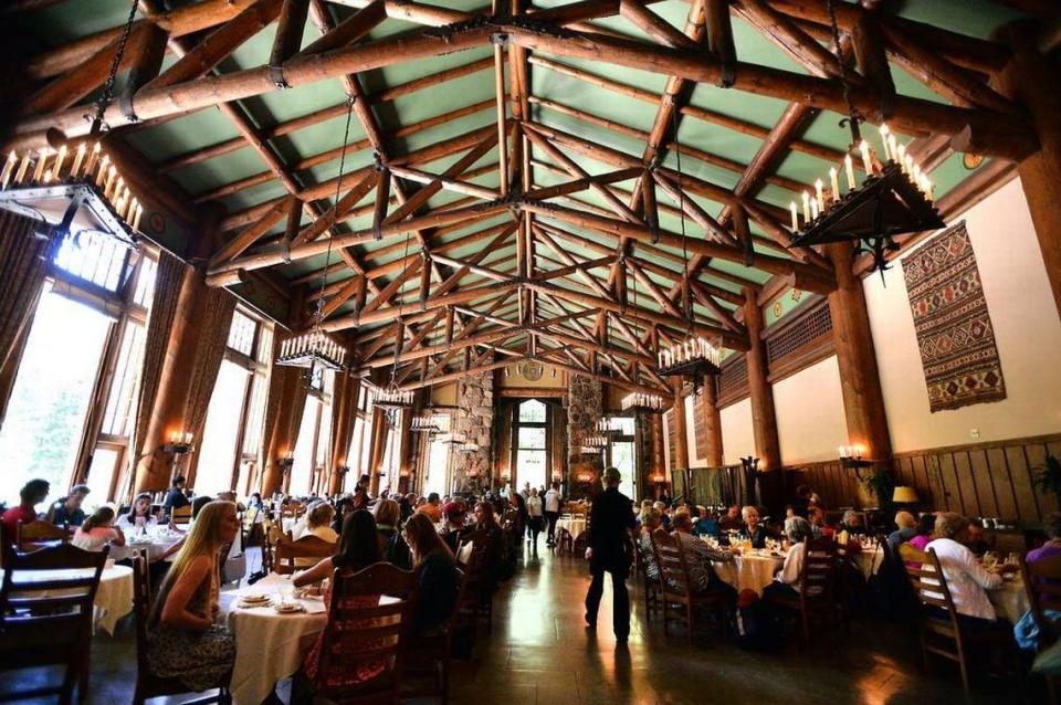 The dining room at The Ahwahnee at Yosemite National Park is pictured in this Fresno Bee file photo from 2016. The dining room is reopening this week after closing for nearly a year for seismic upgrades.