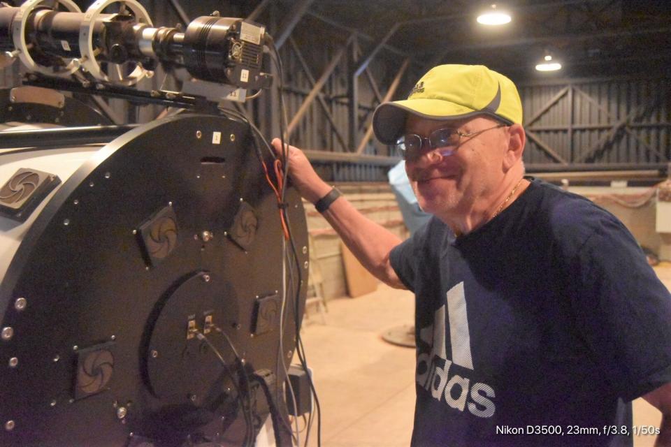 Gary Swangin, with the 24-inch reflecting telescope he hopes to install in Arizona