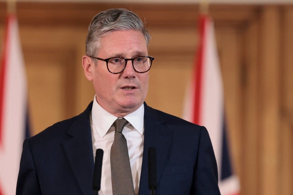 Sir Keir Starmer at a press conference in Downing Street (Claudia Greco/PA) (PA Wire)