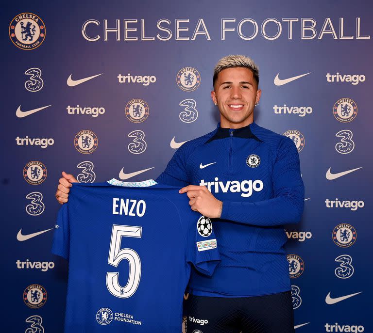 Enzo Fernández, en su presentación como nuevo jugador de Chelsea