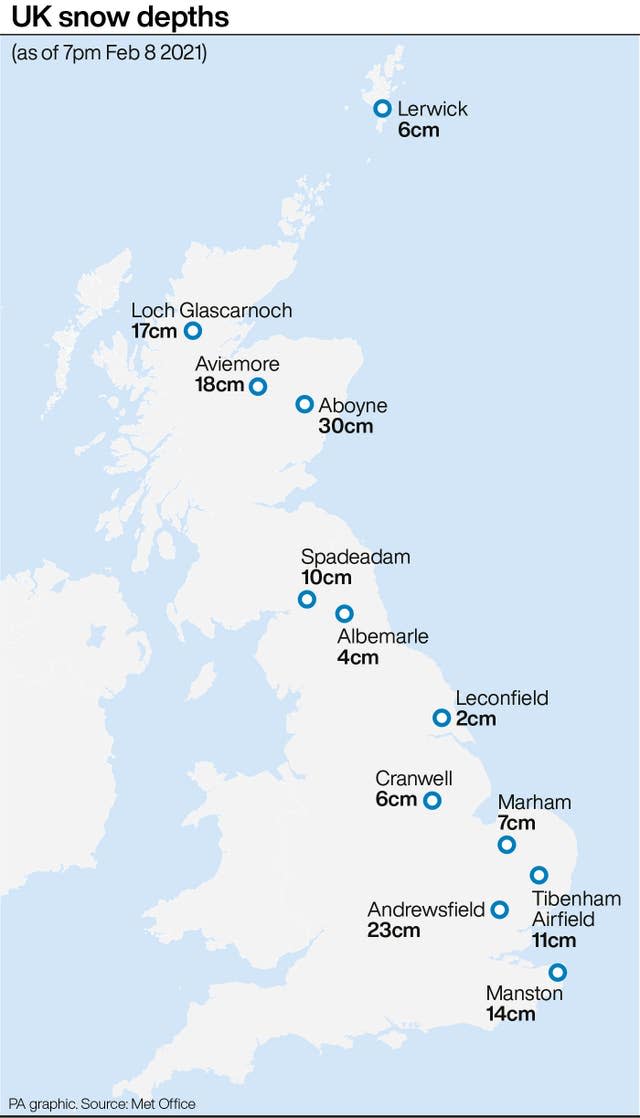 UK snow depths