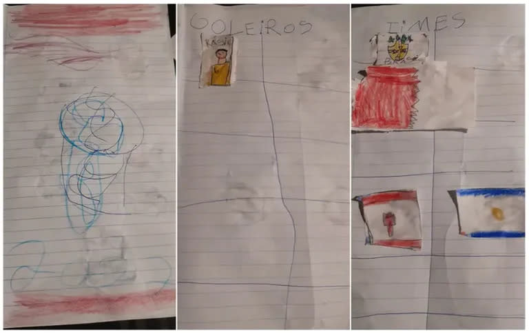 Como no le alcanzaba la plata para las figuritas, un niño de ocho años dibujó su propio álbum del mundial.