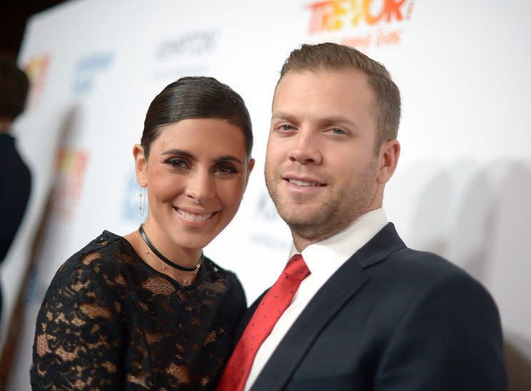 Actress Jamie-Lynn Sigler (L) and Cutter Dykstra attend The Trevor Project's 2016 TrevorLIVE LA at The Beverly Hilton Hotel