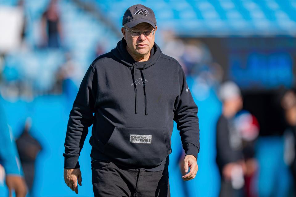 Carolina Panthers owner David Tepper looks on before an NFL football game against the Green Bay Packers Sunday, Dec. 24, 2023, in Charlotte, N.C.